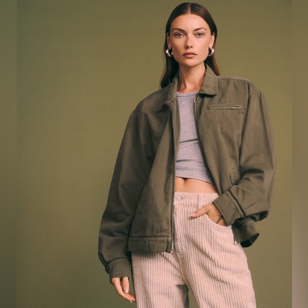 Reformation Marco Bomber Jacket - Dark Olive, Size XS